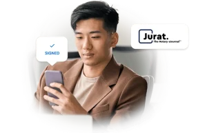 Omnicare medica logo in the image, with a satisfied user interacting with Microblink products, showcasing a seamless experience. Transparent background