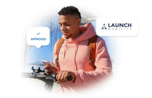 Launch mobility logo in the image, with a satisfied user interacting with Microblink products, showcasing a seamless experience.