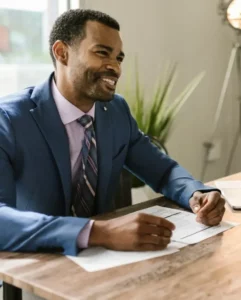 working man smiling