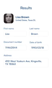 Scanning results of Texas ID
