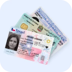 Three documents with a lightblue background.