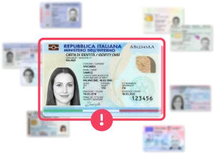 Scanned document with a red border and an error message with a red exclamation mark.