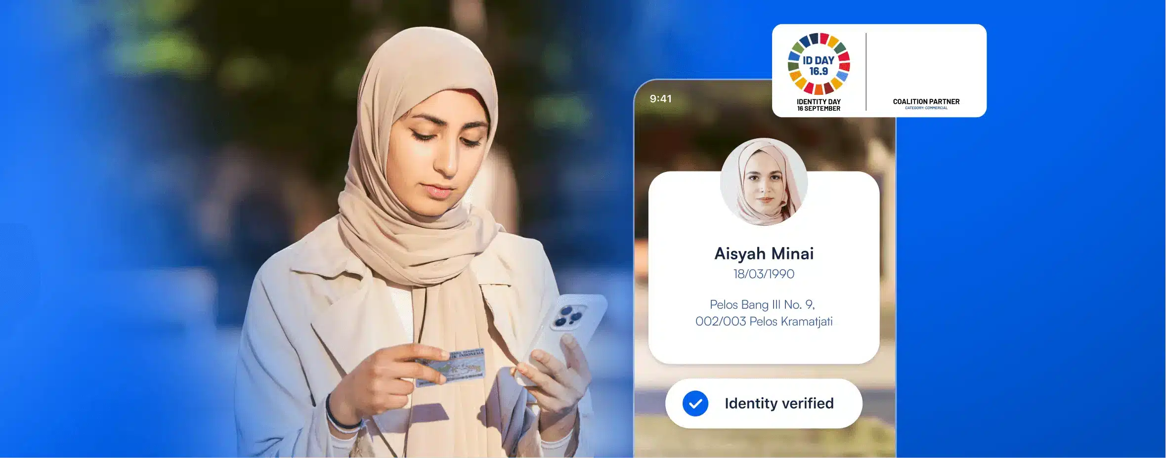 Satisfied user successfully identified their personal document, with a verification success message displayed in the BlinkID Verify app.