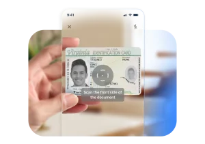 Screenshot showing the BlinkID app scanning the front side of a personal document.