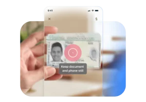 Screenshot from the BlinkID app showing document scanning in action.